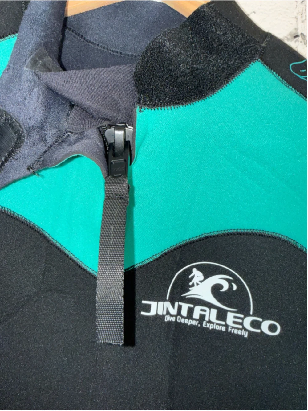 Women's Jintaleco Wetsuit One Piece Swimsuit Black Teal Neoprene Cold Water NWOT